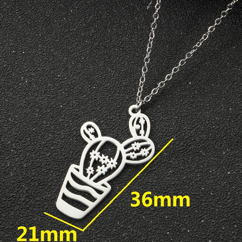 201 Stainless Steel 18K Gold Plated Retro Plating Cactus Pendant Necklace display picture 1