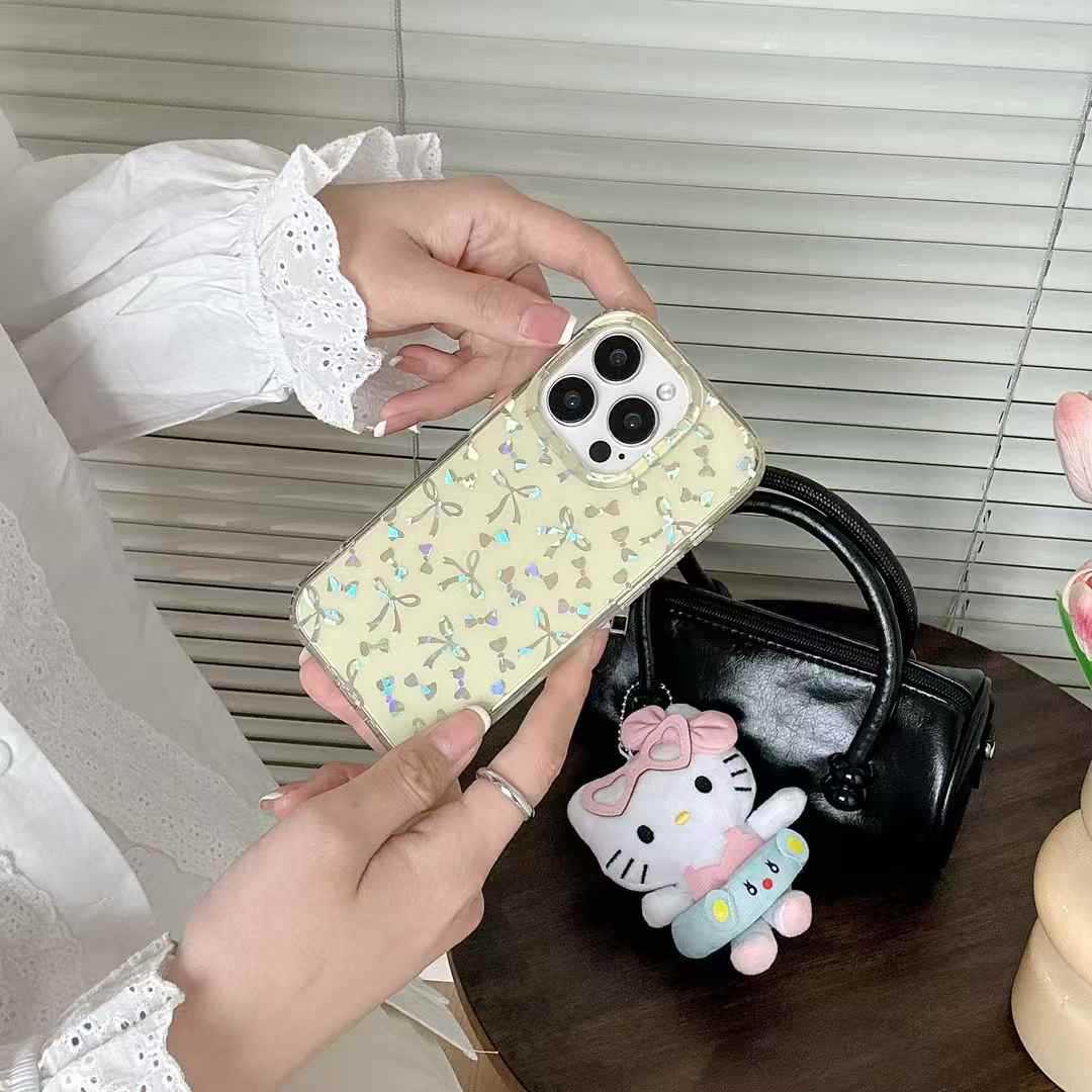 Lazo de pantalla completa láser coreano ins para iphone15ProMax/16 funda para teléfono móvil 13 Apple 14 girl