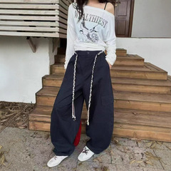 休闲百搭阔腿弯刀裤女2025秋季设计感廓形高腰垂感超显瘦工装长裤