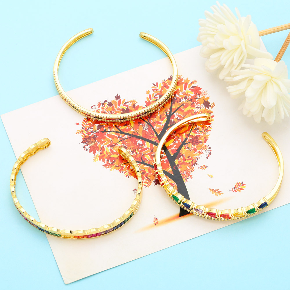 Fashion Square Copper Inlay Zircon Bangle 1 Piece