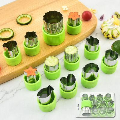 Stainless steel fruit Cut filter suit 12 Piece of vegetables cut household Embossing mould originality modelling suit