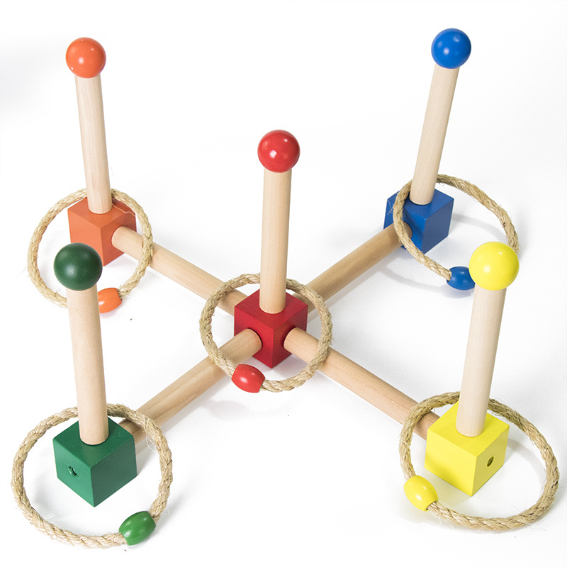 Træ hånd-øje koordination kaste cirkel Montessori undervisning AIDS 0-3 baby tidlig uddannelse puslespil loop legetøj festspil_voghion.com