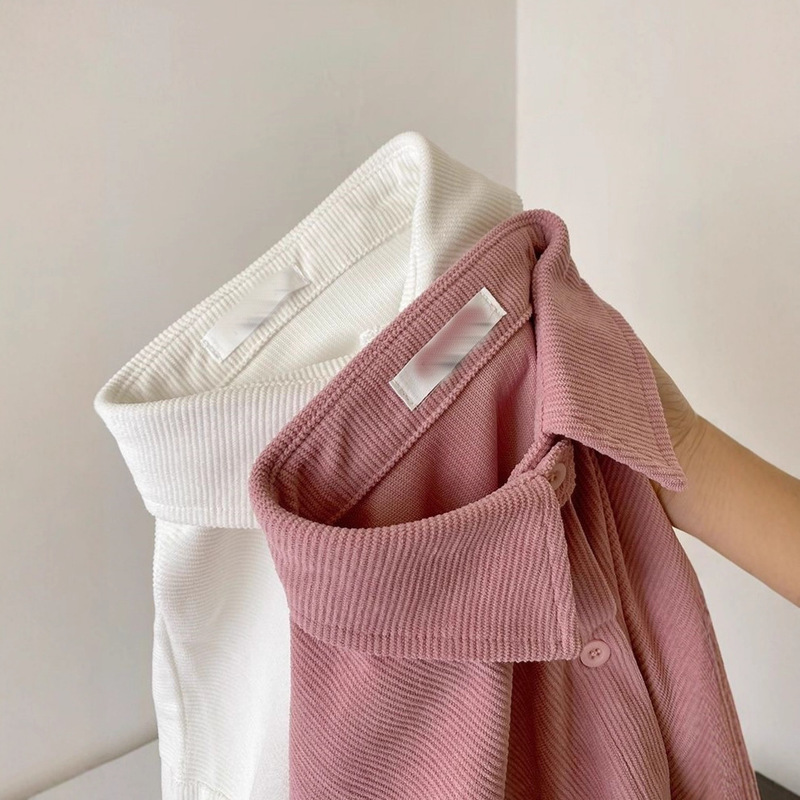 Corduroy Embroidered Shirt Women's Spring and Autum Korean Style Niche Chic Design Casual Loose Shirt Top Jacket