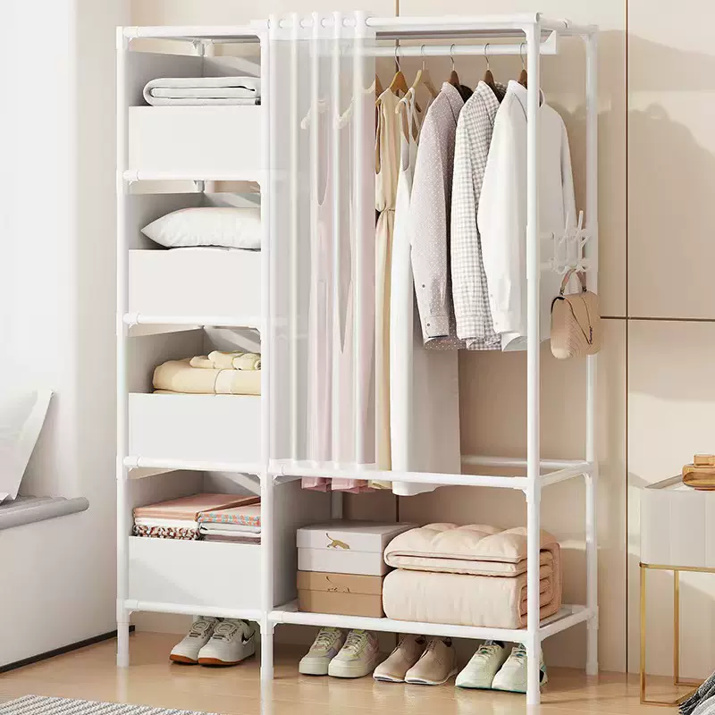 简易衣柜挂衣架落地卧室多层收纳柜子家用宿舍防尘组合衣橱衣帽架