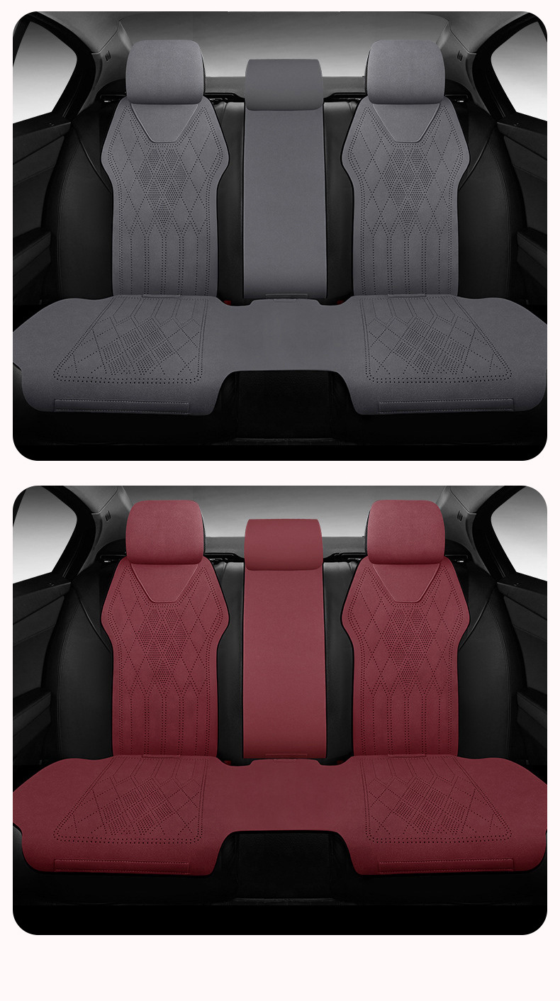 Customized all-season car seat cushion, suede perforated seat pad, breathable high-grade artificial leather saddle pad