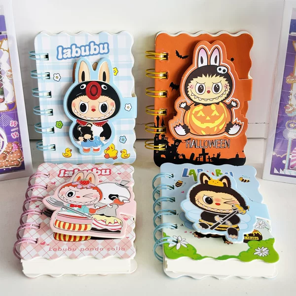 New Model Labubu Tonton A7 Spiral Notebook, High-Value Aesthetic Portable Notebook for Students, Cute Sticky Note Book for Children