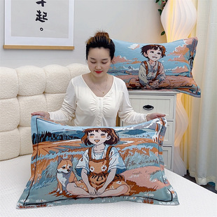 Pure Cotton Gauze Snap Pillowcases, a Pair of Extra Thickened Dormitory Pillowcases, Household Adult Breathable Sweat-Absorbent Pillowcases
