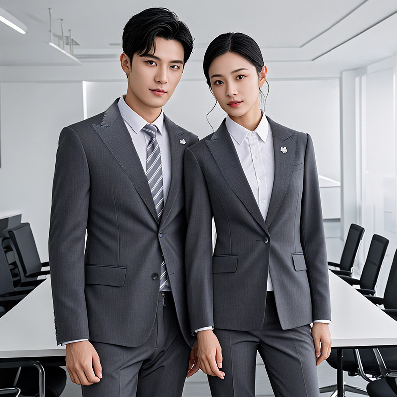 Business gray suit set 2026 men's and women's blazers professional attire corporate 4S store sales department workwear