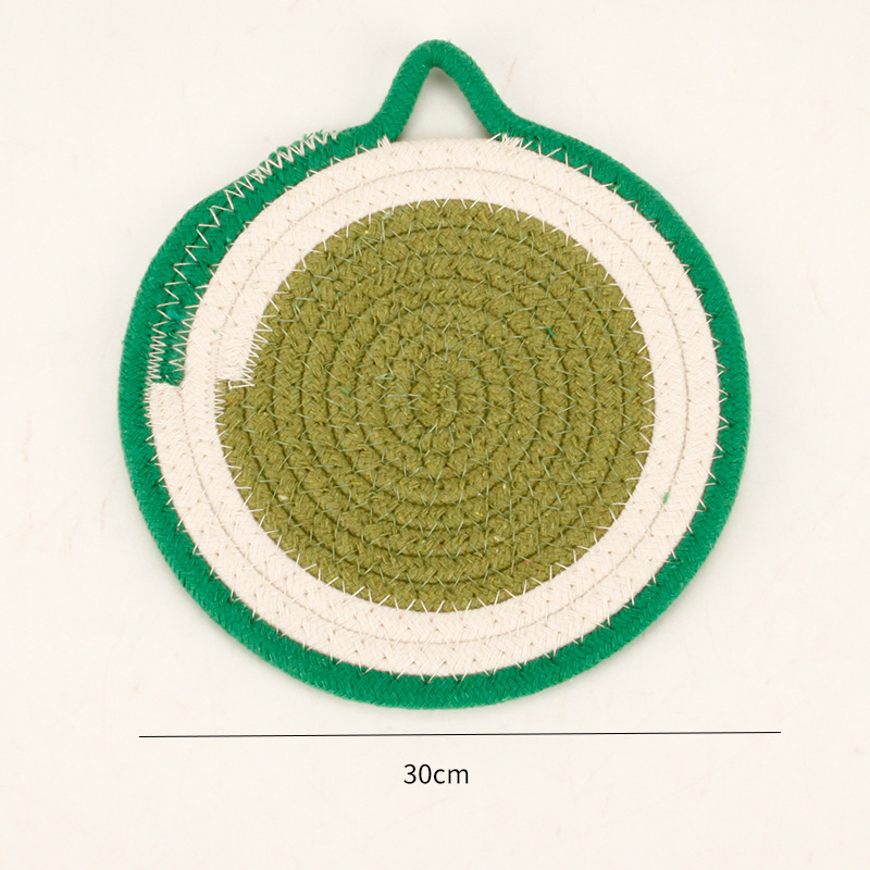Cojín de paja transfronteriza tela de algodón impresa cojín de taza tejido a mano cojín casero de corteza de maíz cojín de mesa aislante térmico a prueba de quemaduras