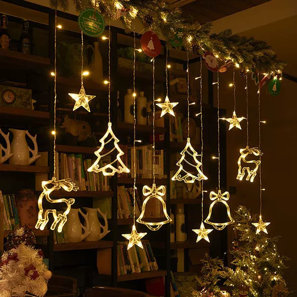 Christmas package curtain lights
