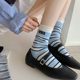 Luo Kou High Color Value Thin New Stacked Socks Striped Socks for Twin Women 25 Casual Spring and Summer Mid-tube Combed Cotton Socks