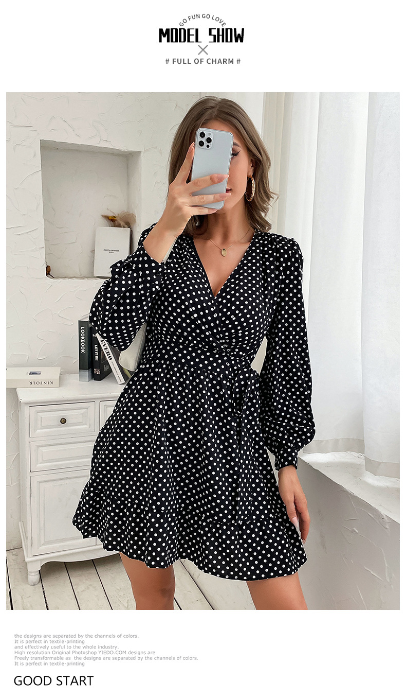 v-neck polka dot dress nihaostyles wholesale clothes NSYYF89328