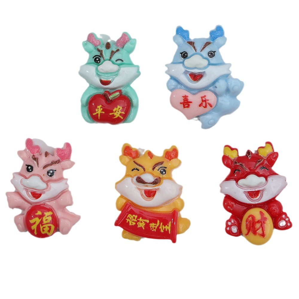 Cartoon Dragon serie carácter resina accesorios DIY dragón bendición horquilla teléfono móvil Shell hecho a mano parche macaron serie