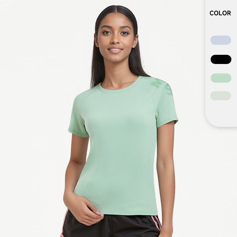 2025 nueva camiseta de manga corta de secado rápido para mujer ropa de secado rápido de cuello redondo de verano para correr deportes tops ligeros y transpirables