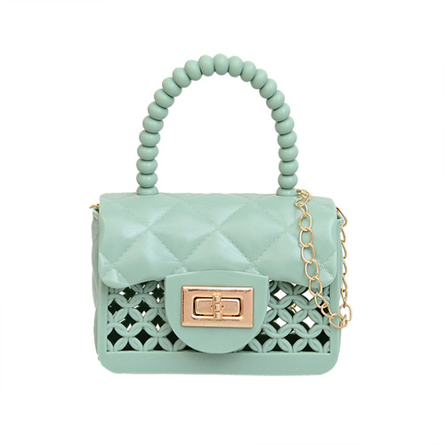  New Trendy Fashion Lattice Simple Solid Jelly Bag Chain Shoulder Bag Mini Small Handbag for Women
