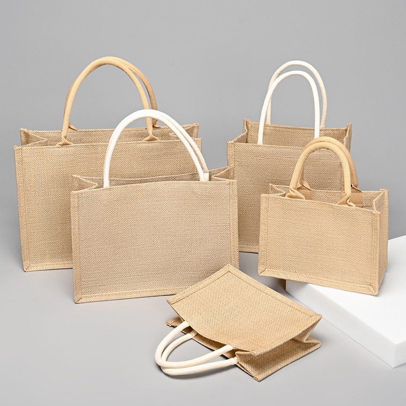 Bolsa de lino sin impresión de yute bolsa de compras buena bolsa de lino regalo bolsa de lino en blanco hacer bolsa de lino ecológica