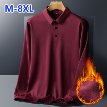 2023新款男士POLO衫秋冬长袖加绒加厚保暖防寒宽松加大码厂家直销
