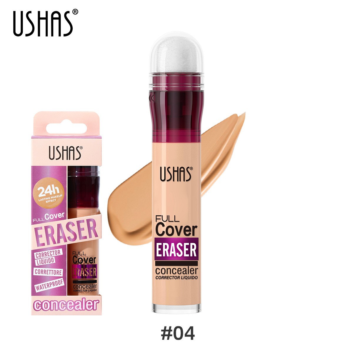 USHAS Cross-border base líquida de cabeza de esponja de 12 colores con corrector de maquillaje sin maquillaje corrector impermeable conocaler