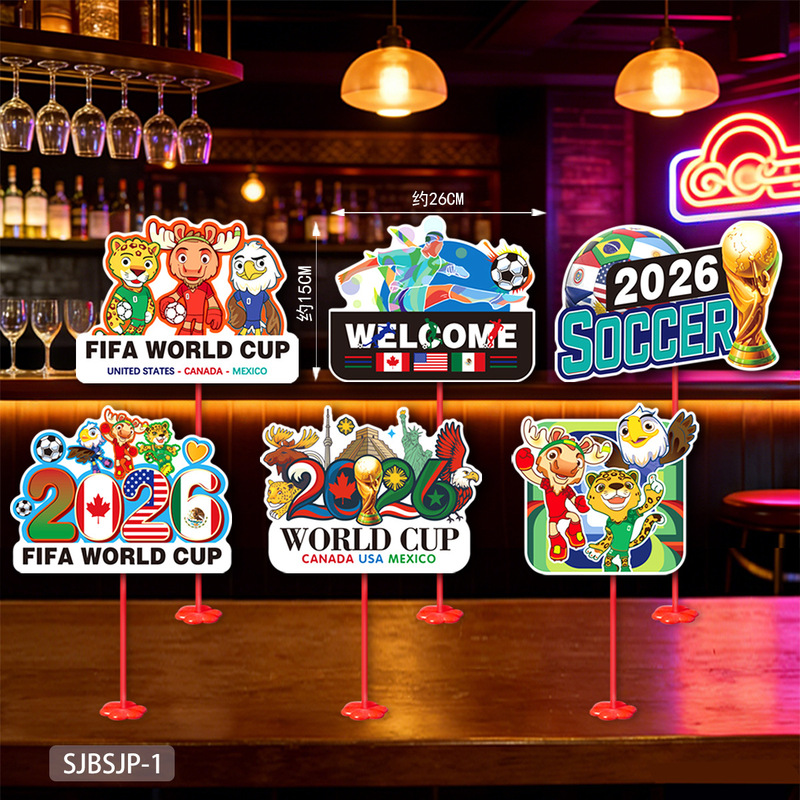World Cup Themed Hand-Held Signs, Decorations for Lottery Stores, Mall Party Table Signs, 2026 World Cup