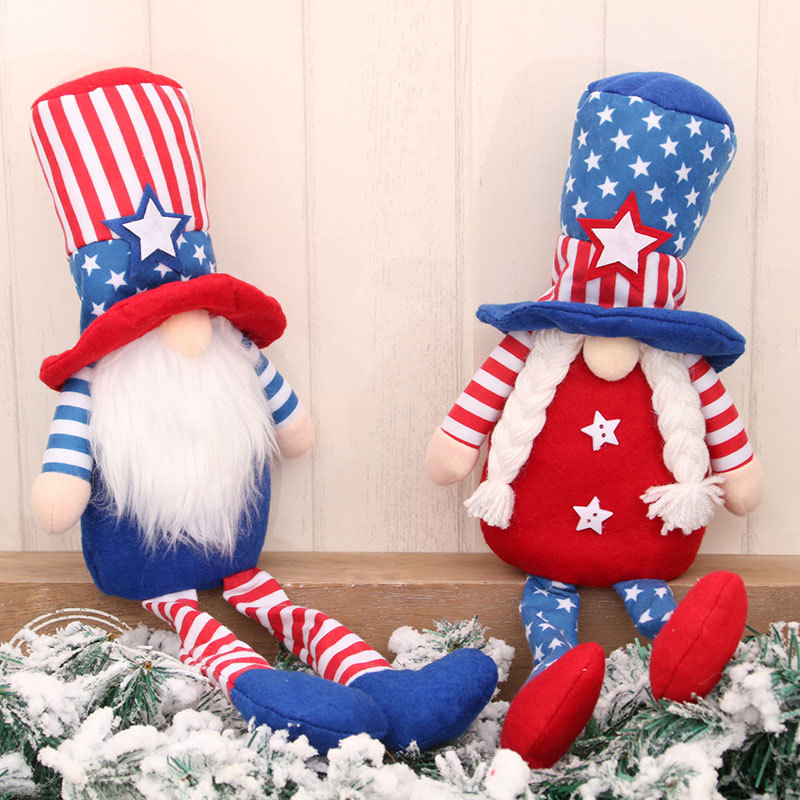 Nuevo gran festival del Día DE LA Independencia Americana transfronteriza con piernas muñeca sin rostro enana estrella raya muñeca