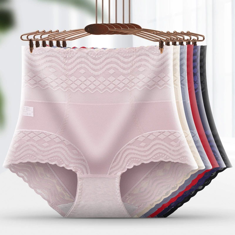 Demi-season lace pants, trousers, cotton antibacterial sexy waist belt, high waist, plus size