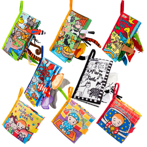 Jollybaby tail cloth book animal baby toys three-dimensional early education book cognitive three-dimensional cloth book early education toys