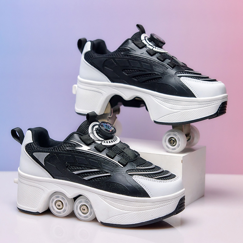 Children's Large Four-Wheel Roller Shoes with Invisible Retractable Wheels, Dual-Wear Skate Shoes for Boys and Girls, Student Sports Eight-Wheel Roller Skates Children's Large Four-Wheel Roller Shoes with Invisible Retractable Wheels, Dual-Wear Skate Shoes for Boys and Girls, Student Sports Eight-Wheel Roller Skates