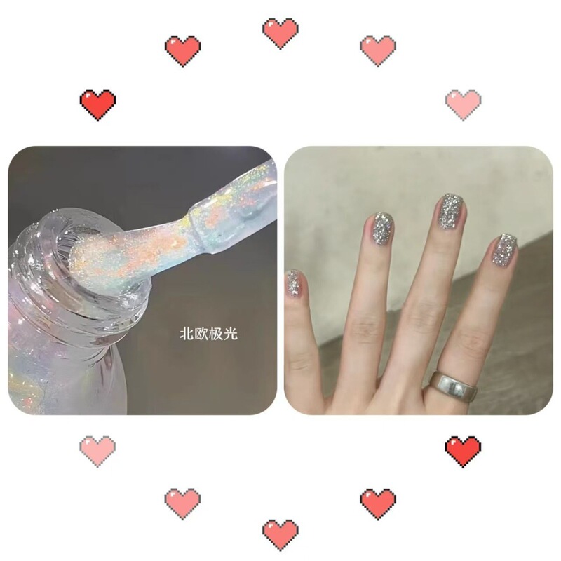 火龙果色指甲油免烤不可撕持久不掉色快干显白亮晶晶爆闪美甲油|undefined