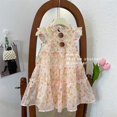 Dress for Girls: Floral Print Sleeveless Dress - 2024 Summer New Arrival for Girls, Children's Summer Dresses, Mini Korean Princess Style Dress