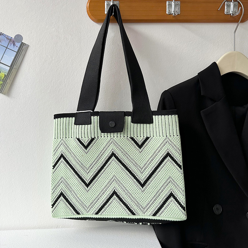 Diseño de nicho simple bolso de hombro de punto corrugado de estilo coreano versátil de gran capacidad de compras bolso de mano bolso de mujer