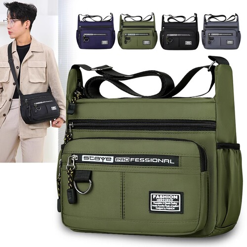 Men's New Large Capacity Shoulder Crossbody Bag Multilayer Business Commute Backpack for Street Business Money Purse Lightweight