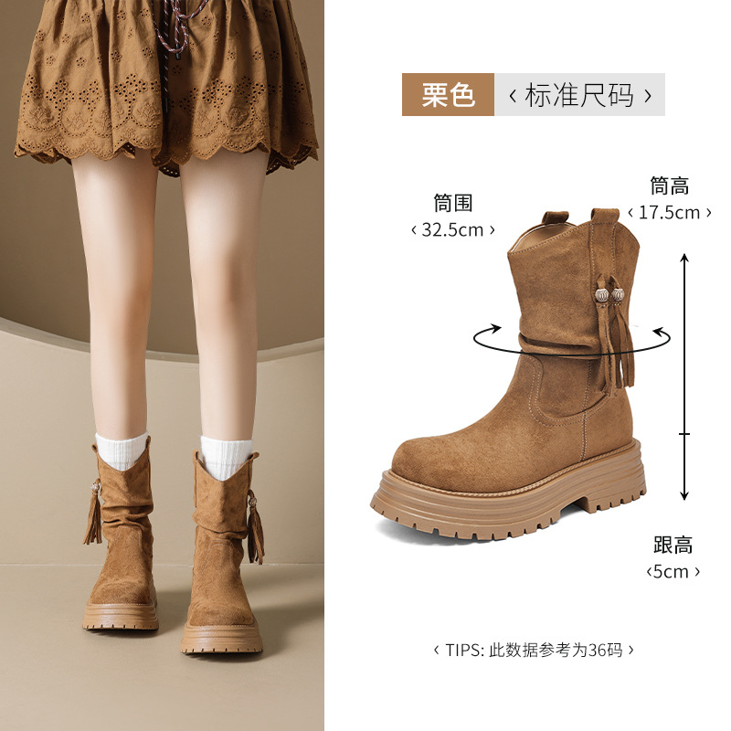 Antiguo león montar botas cortas para mujeres 2026 nuevo otoño invierno plegado botas vaqueras occidentales botas de estilo británico Martin