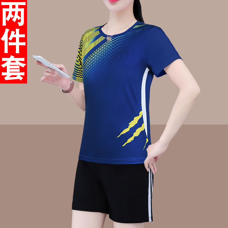 Cross-Border Casual Sports Suit Women's Summer Two-Piece Short-Sleeved Shorts Large Size 2025 New Temu One Piece Drop Shipping