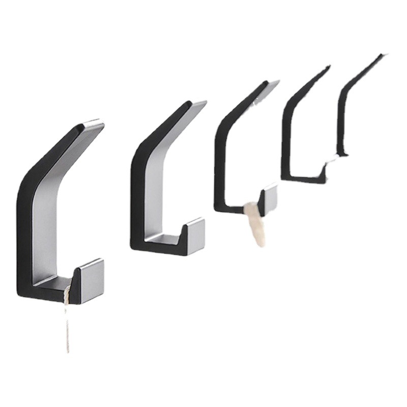 Living Room Simple Non-Deformable Space Aluminum Curved Hook Coat Hook Bathroom Punch-Free Waterproof and Corrosion-Resistant Hook Wholesale
