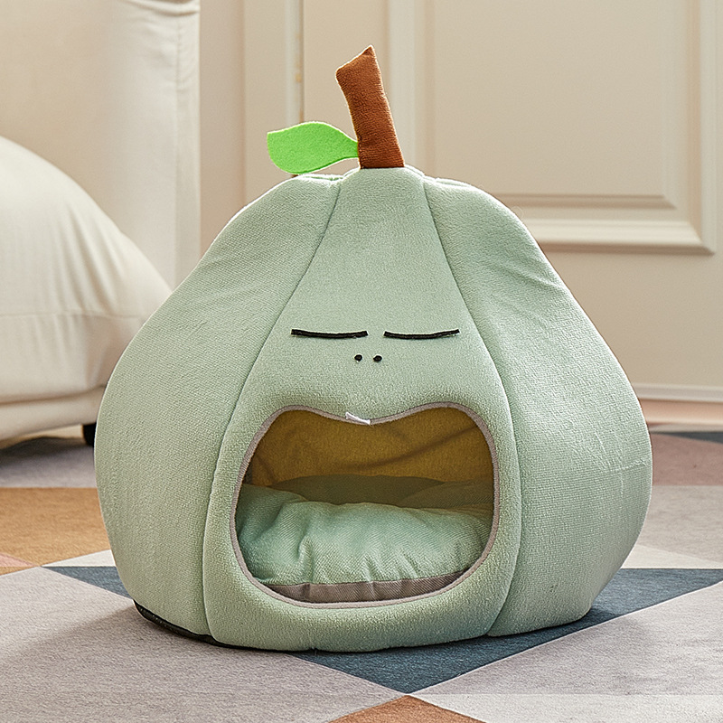 Cama de gato de invierno caliente semicerrada para dormir gatos, cama de gato de invierno, suministros generales de perros de cuatro estaciones