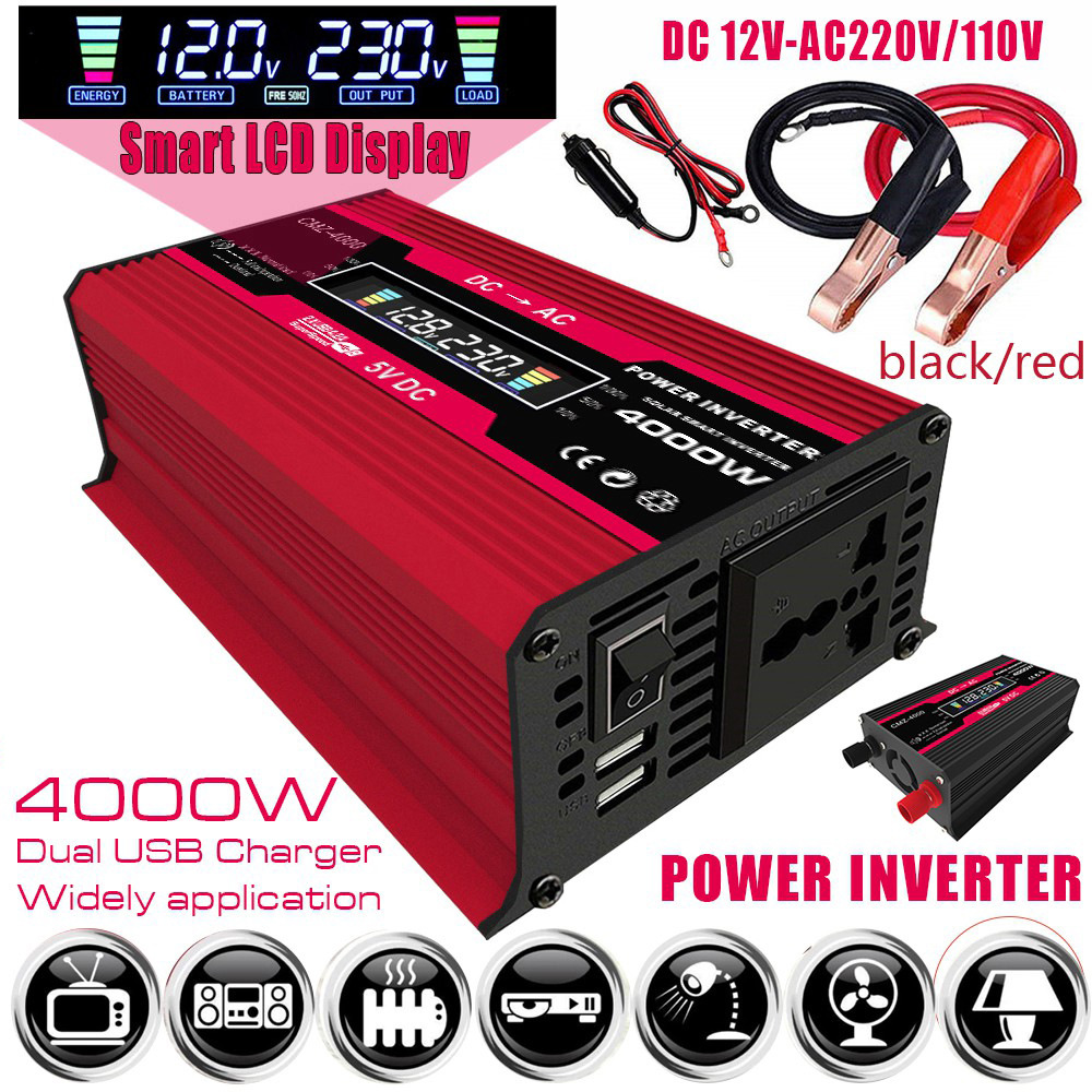 实力工厂智能数显修正弦波逆变器4000W 6000W 12V power inverter