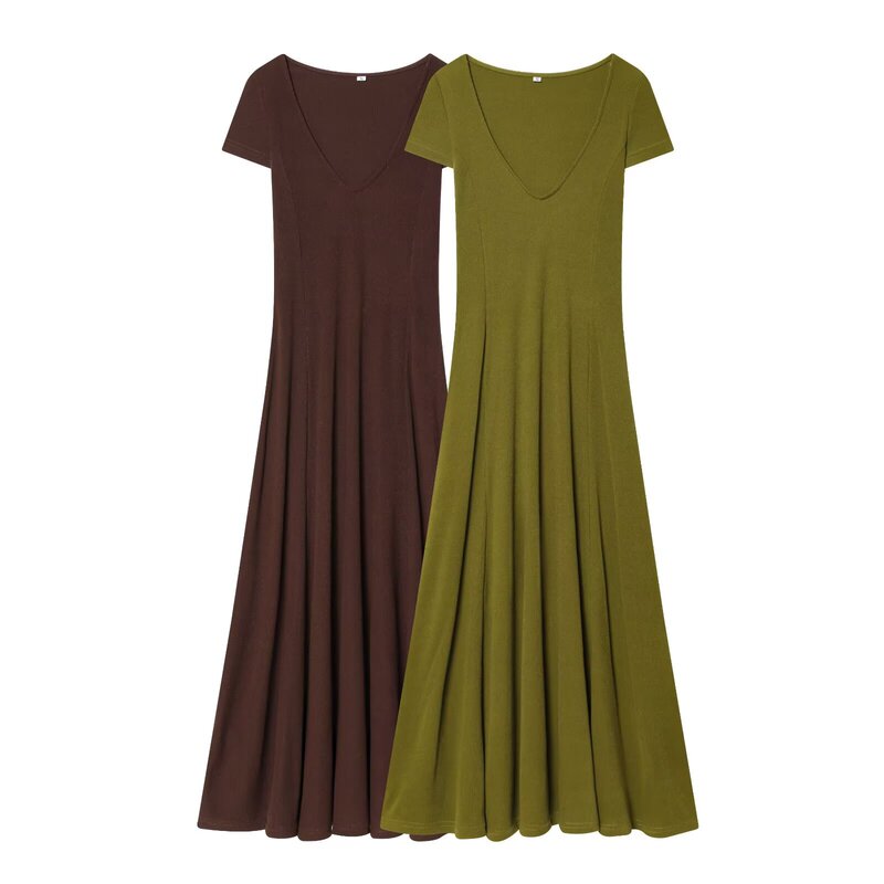 Taop&Za Women's Clothing 2026 Summer New Style Island Vacation Dress Ribbed Long Dress 4174038