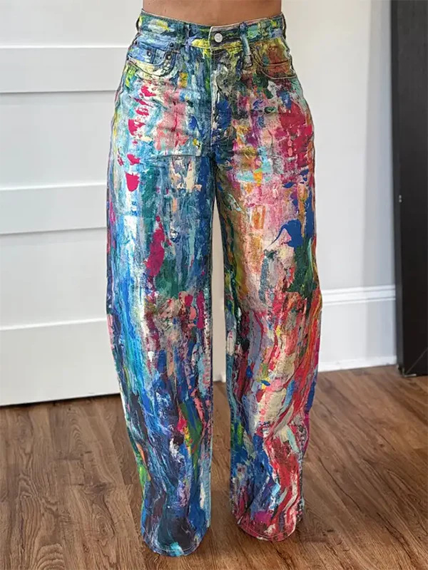 OL6187 新製品 AliExpress Amazon ヨーロッパとアメリカのクロスボーダー婦人服ファッションカジュアルストレートパンツ塗装ズボン|undefined