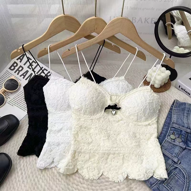 2218 # Pure Desire сексуальная женская нижняя одежда с v-образным вырезом и кружевным бантом, топ с подкладкой для груди, топ без рукавов