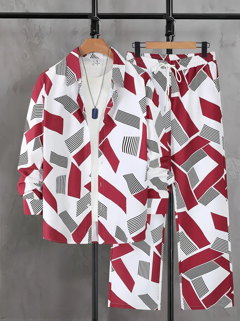 American Cross-border 2024 nueva línea de tendencia de moda casual camisa de manga larga pantalones traje MB12 ML4