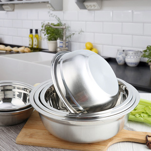Ten Dollar Store Wholesale European Style Stainless Steel Soup Basin Home Kitchen Round Thickened Rice Bowl Baking Cooking Egg Beating Basin