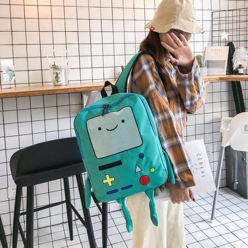 Japanese and Korean cute cartoons, cute adventure time backpack, soft girl two-dimensional funny personality three-dimensional student school bag