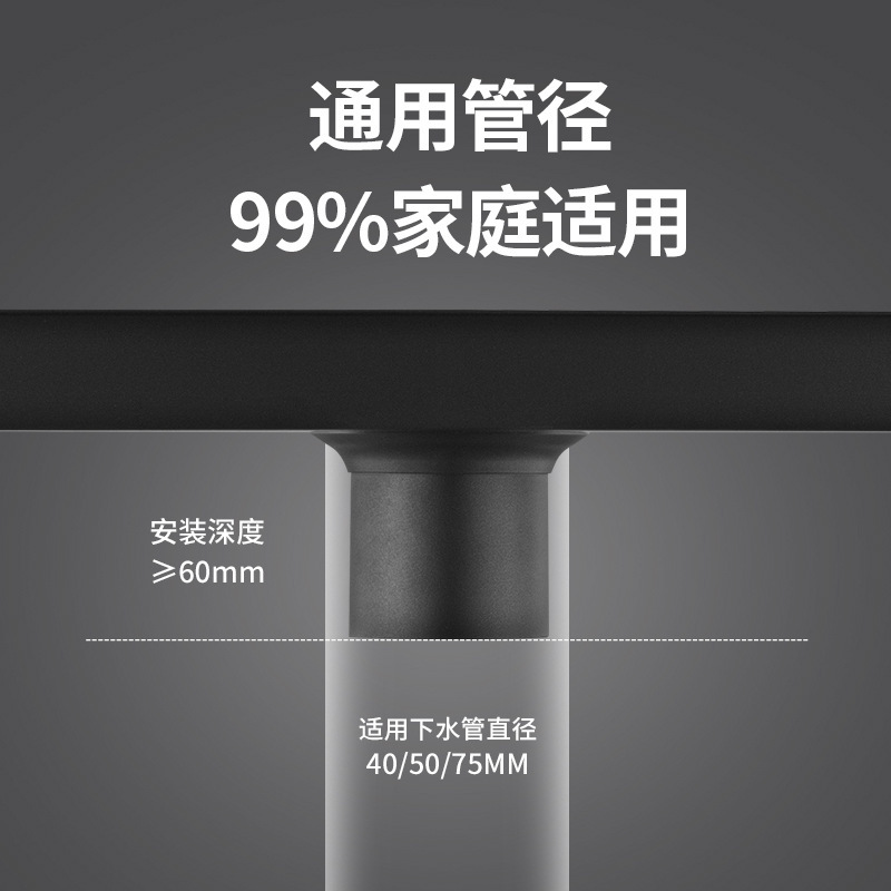 跨境黑色304不锈钢长方形地漏厕所淋浴室卫生间防臭加长条形地漏|undefined