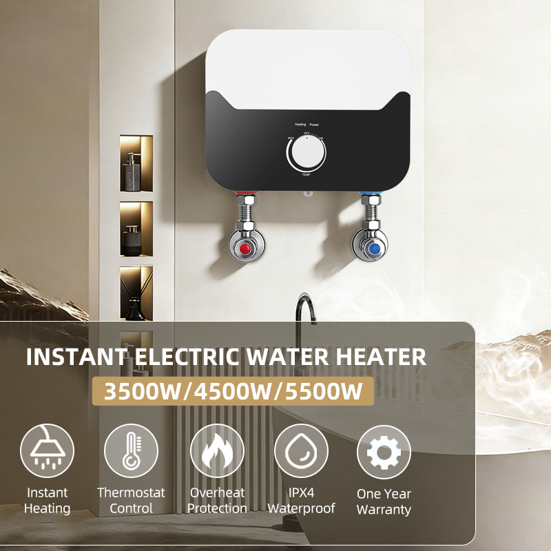 Exported Foreign Trade Instant Heating Small Kitchen Water Heater, Compact Electric Water Heater, Fast Heating, No Water Storage Needed, for Washing Hands, Vegetables, and Constant Temperature Showering