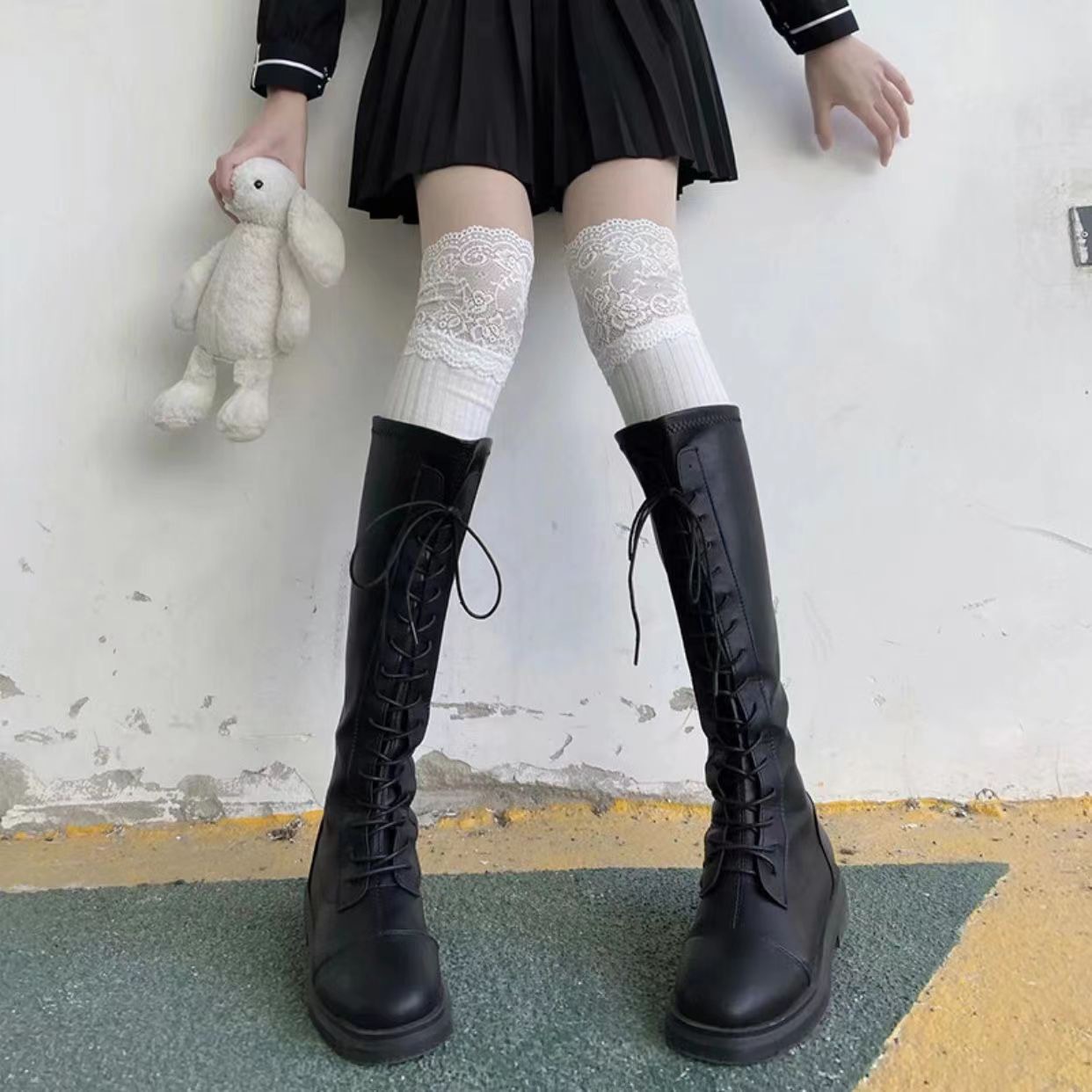 Lace knee socks