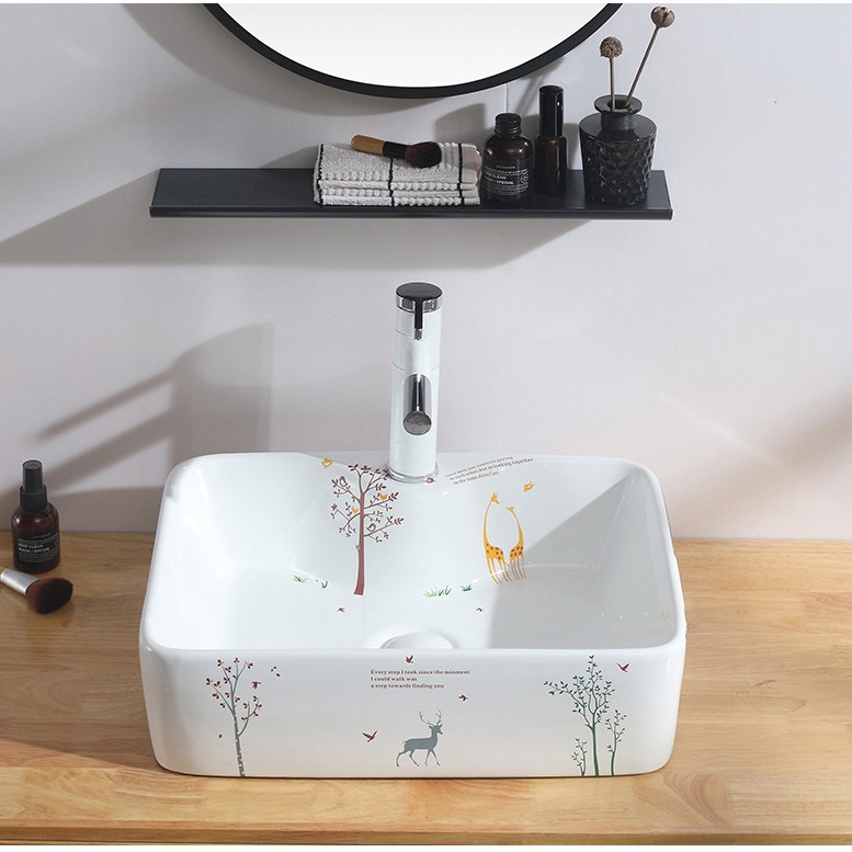 Mesa redonda cuenca balcón cuadrado lavabo de cerámica lavabo de color lavabo de oro Cuenca del arte