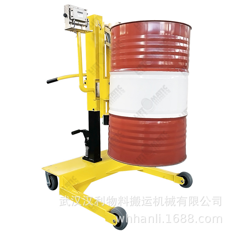 武汉汉利ERGO-M14带称重液压升降油桶搬运堆码夹酸车圆桶夹具