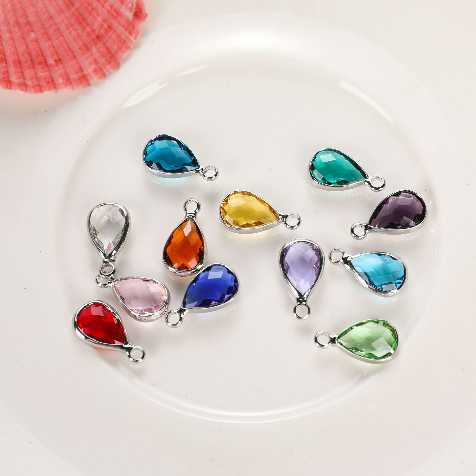 1g Weight Pendant Jewelry Making Type 8 * 14mm Jewelry Making Size Glass, Birthstone Inlay Material DIY Jewelry Accessories Classification 1 Piece Quantity Copper Material Water Droplets Pattern Inlay Design Casual, Simple Style Style 1 Piece 8 * 14mm Copper Glass Birthstone Water Droplets Pendant 6