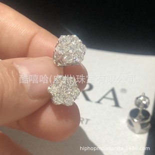 3mm Moissanite Stud Earrings S925 Sterling Silver Stud Earrings European and American Cross-Border Flower Stud Earrings Popular Women's Jewelry Wholesale