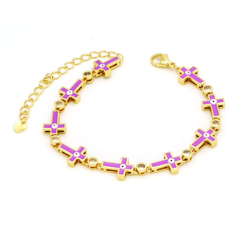 Fashion Devilu0027S Eye Copper Inlay Zircon Bracelets 1 Piece